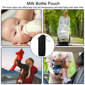 Insulated Bottle Bag for Baby, Bottle Warmer Bag Black Baby Bottle Cooler Bag Portable Travel Thermal Bags for Bottles, Waterproof Insulated Baby Bottle Bag Baby Bottle Thermal Bag