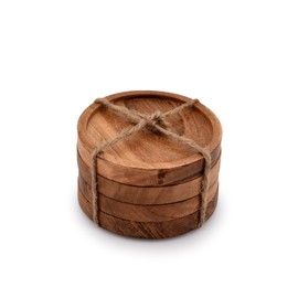 Kaizen Casa Posavasos de madera para bebidas, juego de posavasos de madera de acacia natural para vasos de bebida, proteccin de mesa para cualquier...