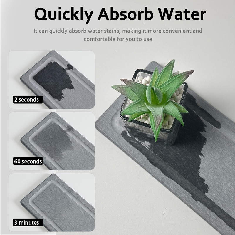 2 PCS Water Absorbing Stone Trays for Bathroom Sink &
