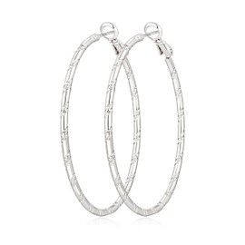 Geveay Thin Silver Hoop Earrings for Women Hypoallergenic 925 Sterling Silver Earrings Lightweight Large Big Silver Hoop Earrings 40MM