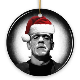 Retro Frankenstein with Santa Hat Ceramic Ornament, Creepy and Decor…