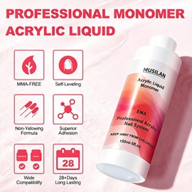 MUSILAN Acrylic Monomer for Nails 300 ml Professional Acrylic Monomer for Nails Compatible with Acrylic Powder Systems Kit for Beginners Extension Drying
