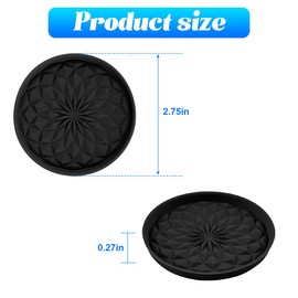 Zpana Car Coaster, 4PCS Silicone Non Slip Vehicle Cup Holders Insert Mat, Waterproof Automotive Interior Cupholder Embedded Protection Pad Accessories, Universal for SUV, Sedan, Truck(Black)