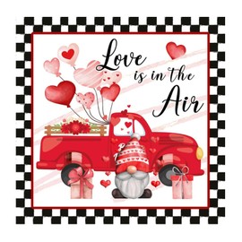 Love is in The Air Valentine's Day Bumper Wall Decoration Mural Decals Colorful Pink Red Heart Gnome Peel and Stick Wall Decal for Sofa Kids Room Party Trucks Vinyl 28in
