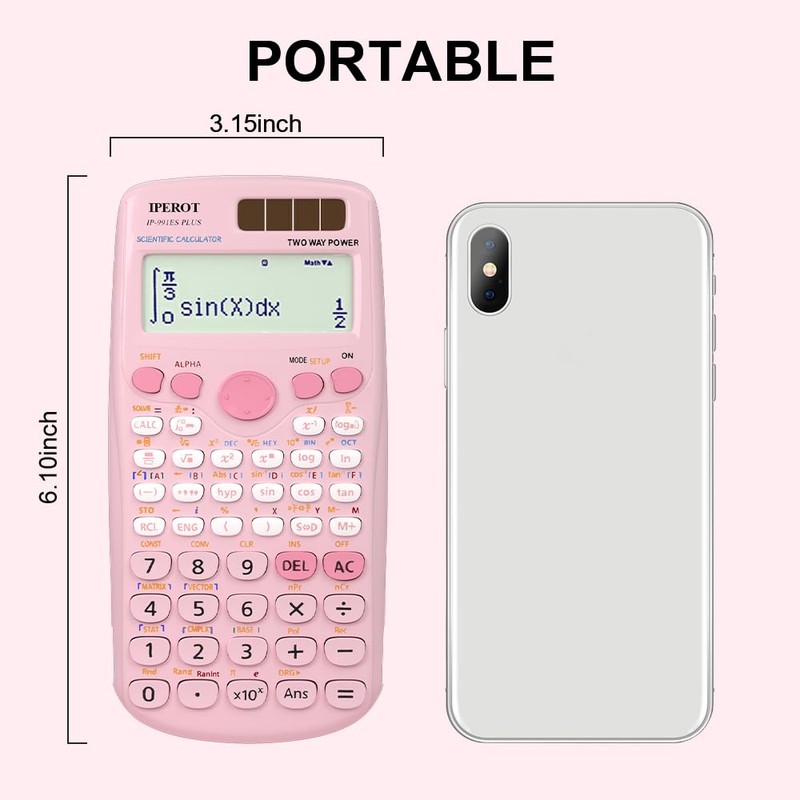 Scientific Calculators, IPEROT Pink Scientific Calculator 417 Function, Desktop Math