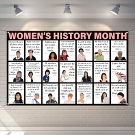 Buxiuer Women’s History Month Photo Booth Backdrop March National Women's Day Decorations Famous Women Quotes Poster School Classroom Office Hallway Bulletin Board Decor3.6×5.9ft