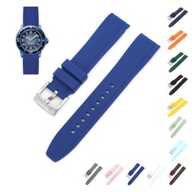 22mm Curved End Rubber Band For Blancpain X Swatch, Replacement Watch Bands With Buckle For Blancpain X Swatch - Multiple Colors (Blue)