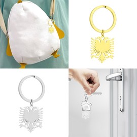 SOUTHJIELING Stylish Albanian Eagle Keyring Gold/Silver Color Pendant Keychain Unique Ethnic Style Key Rings Accessory for Men Women