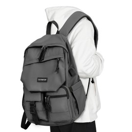 School Backpack College Bookbag for Teen — Student Bagpack for Girls 15.6 Inch Casual Daypack with USB Charger Women Laptop Backpacks Anti Theft Cute Fashion Book Bag Travel Back Pack Black Grey