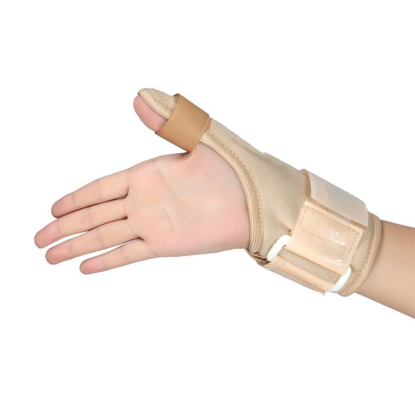 HealthGoodsIn - Thumb Spica Splint | Thumb Stabilizer | Thumb Brace for Tissue Injuries | Support Brace with Thumb Spica Lightweight, Breathable | Fits Both Hands (Beige Color)