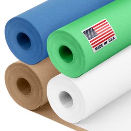 Paclord 12" x 1200" (100 ft) Father's Day Kraft Paper Rolls Set, 45 Lbs - Dark Blue, Green, Brown, White Kraft Paper - Made in USA Colored Paper for Crafts, DIY, School, Gift Wrapping
