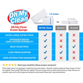 (20 Pack) Extra Large Eraser Sponge - Extra Thick, Long Lasting, Premium Melamine Sponges in Bulk - Multi Surface Power Scrubber Foam Cleaning Pads - Bathtub, Floor, Baseboard, Bathroom, Wall Cleaner