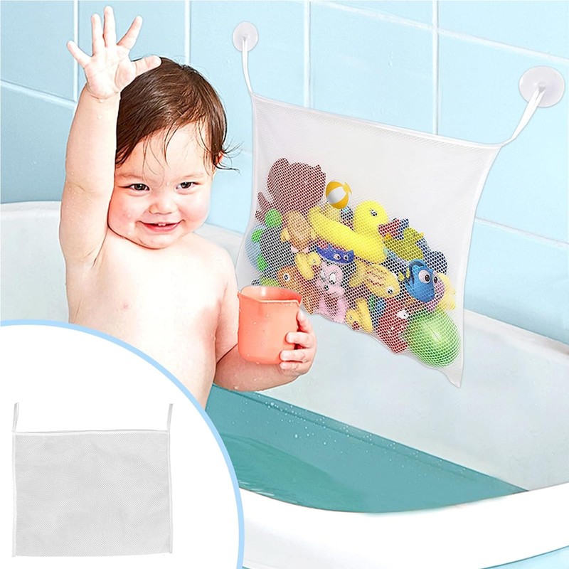 2 PCS Bath Toy Net, Bath Toy Holder, 2PCS Fold-Able