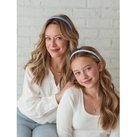 Sunolga 7 Pack Blue Headbands for Women Girls Non Slip Floral Padded Hairbands Cute Pearl Head bands Wide Headbands Trendy Hair Accessories