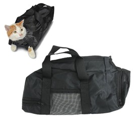 Cat Grooming Bag, Wear-Resistant Cat Shower Bag, Pet Portable Grooming Bags, Scratch Resistant Multifunctional Breathable Pet Bathing Restraint Bag for Washing, Bathing, Nail Trimming (Black)