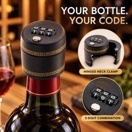 Combination Wine Bottle Lock for Storage – 3 Digit Password Stopper for Wine Bottles at Home Bars Hotels and Restaurants
