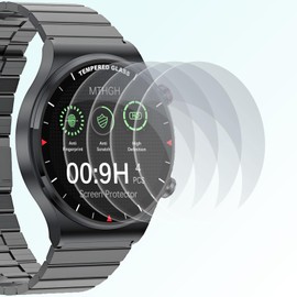 MTHGH Pack of 4 48 mm (1.89 inches) diameter universal watch protector, 9H hardness screen protector, ultra clear HD screen protector, scratch-proof, explosion-proof, bubble-free