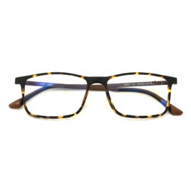 TR90 With Flexible Titanium B Temple Rectangle Reading Glasses - Blue AR Coating - Reduce fatigue, strain, & dry eye from computer usage. (Matte Leopard, 1.25)