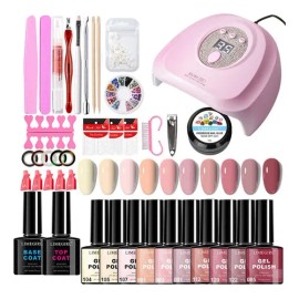 Kit Lampara Uña Uva Gel 54 W 10 Esmaltes Gel Semipermanente