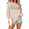 Dressmine Embroidery Mama Sweatshirt for Women Casual Crewneck Long Sleeve