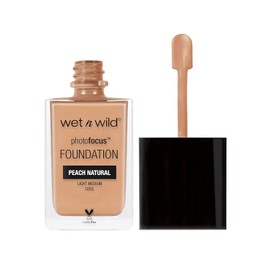 Wet n Wild Base de Maquillaje Photo Focus Tono Natural Peach Acabado Mate para Piel Grasa, Alta Cobertura, Vegana y Libre de Crueldad, Frmula Ligera  