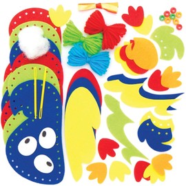 Baker Ross AT689 Parrot Sewing Decoration Kits - Pack of 3, Festive Tree Ornaments for Kids to Decorate in Arts and Crafts Activities