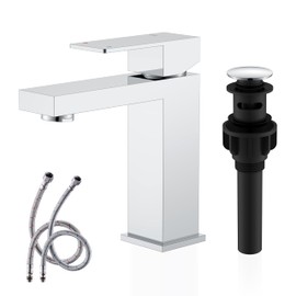 KENES Chrome Bathroom Faucet Single Handle Bathroom Sink Faucet Lavatory Vanity Faucet with Pop Up Drain & Water Supply Lines LJ-9031-5