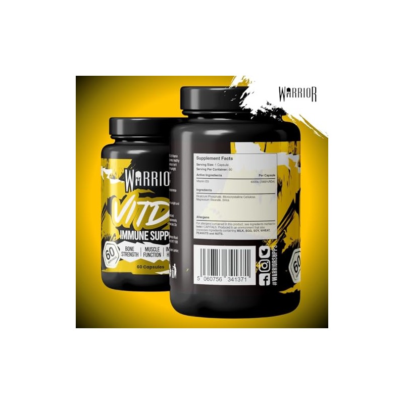 Warrior Vitamin D3 Tablets 4000 IU 60 Day High Strength