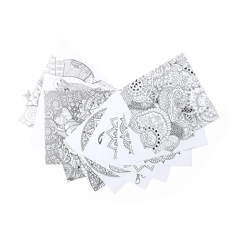 eBuyGB 12 Piece Mandala Colouring Pages & Pencil Set, Stress