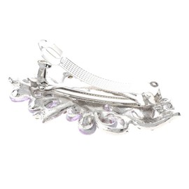 neXxtten Silver Tone Metal Hair Clip with Rhinestone & Acrylic Jewelry Stone B3938-PUR