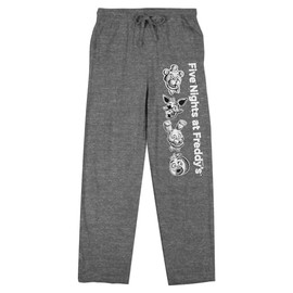 Five Nights At Freddy's Character Heads Women's Gray Heather Sleep Pajama Pants-Medium