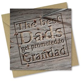 Absolutely Yours Vatertagskarte "Promoted to Grandad" mit passendem Umschlag 150 x 150 mm. Umweltfreundlich. Bedruckt und verpackt in Großbritannien.