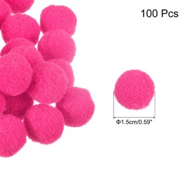 sourcing map Pom Felt Balls Felting Fabric 1.5cm 15mm Rose Red for Home Crafts Project DIY Pack of 100