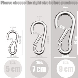 EGGMARCH 8 Pack Carabiner Clips with 8 Key Rings Strong Spring Snap Hook Heavy Duty Snap Clip Zinc-Galvanized Steel Link for Hiking, Camping, Fishing, Dog Leash,Swing,Hammock (7 cm)