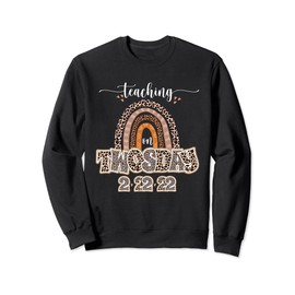 Happy Teaching on Twosday 2-22-22 Leopard Boho Styled Sweatshirt
