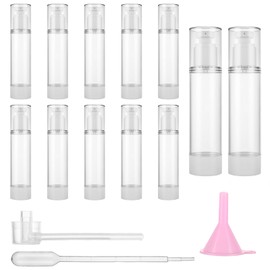 MUXHEL 12 Pcs 3.4OZ(100ML) Airless Pump Bottles with Filling Accessories, Refillable Airless Cosmetic Cream Pump Bottle, Travel Size Bottles for Cream, Lotion, Foundation and Shampoo