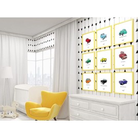 Vintage Car Pop Art A4 Framed Volkswagen Beetle 1963 2 Door Saloon Paper Size 297mm x 210mm Black Frame Volkswagen BEETLE 1963 2 DOOR SALOON YELLOW