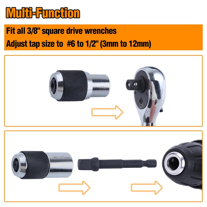 SPEEDWOX 3 Pcs Adjustable Tap Socket Set Tap Holder Tool