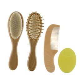 Vaguelly 4Pcs Wooden Bath Supplies for Safe Hairbrush Comb Khaki Healthy Bathing Essentials Lightweight Easy to Use for Birthdays Special Occasions