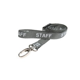Staff Lanyard Neck Strap Grey 15mm Wide with Metal Clip and Safety Breakaway for ID Card Pass Badge Holders, Office, Work, NHS, Teachers, School (5)