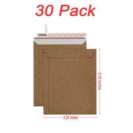 Bonfasvo Rigid Mailers 30 Pack 6.25 x 8.25 inches Brown Self Seal Stay Flat Bulk Cardboard Kraft No Bend Mailers Peel and Seal for Document Photos Pictures Papers Files CD