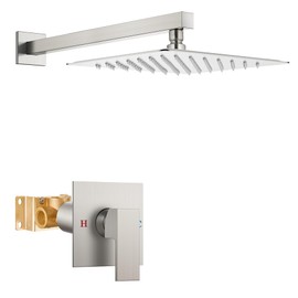 Airuida Shower Faucet Set with Rainfall Shower Head and Handle - Brushed Nickel