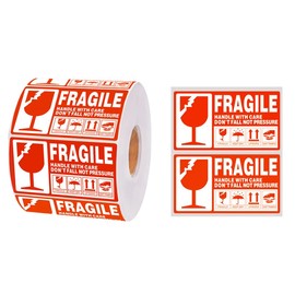 Fragile Stickers, 1 Roll 1000 Labels, Red Fragile Warning Labels, Handle with Care, Thank You Warning Sign, Fragile Packaging Label for Packages and Boxes