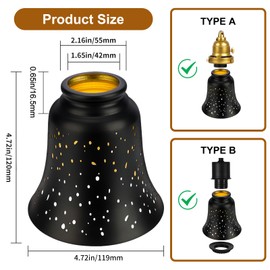 Ceiling Fan Light Covers, 4 Pack Pendant Light Shade Replacement with 1-5/8" Fitter, ALUCSET 4.5" Height and 4-3/4" Diameter, Metal Bell Shaped Cover for Chandelier Pendant Light Wall Sconces Series
