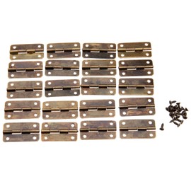 dophee 20 Pack Antique Bronze Vingage Hinges, Mini Retro Hinges with 80 Screws for Wooden Jewelry Box Cabinet Bin Wardrobe Suitcase Furniture Dollhouse Crafts, 1.18"x0.67"