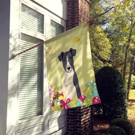 Caroline's Treasures BB6098CHF Easter Eggs Smooth Fox Terrier House Flag Large Porch Sleeve Pole Decorative Outside Yard Banner Artwork Wall Hanging, Polyester, House Size, Multicolor
