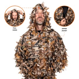 Arcturus 3D Ghillie Leaf Suit: Lightweight, Breathable Leafy Camo Suit for Hunting, Paintball, and Airsoft with Over 1,000 Laser-Cut Leaves (Fall Forest, ML)