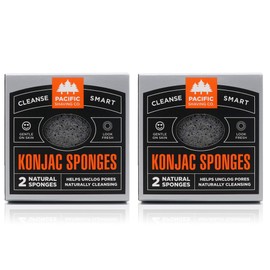 Pacific Shaving Company Konjac Sponge - 2pk | Natural & Compostable, Gentle and Effective Exfoliation, Helps Leave Skin Brighter, Softer, Smoother (Pack of 2)