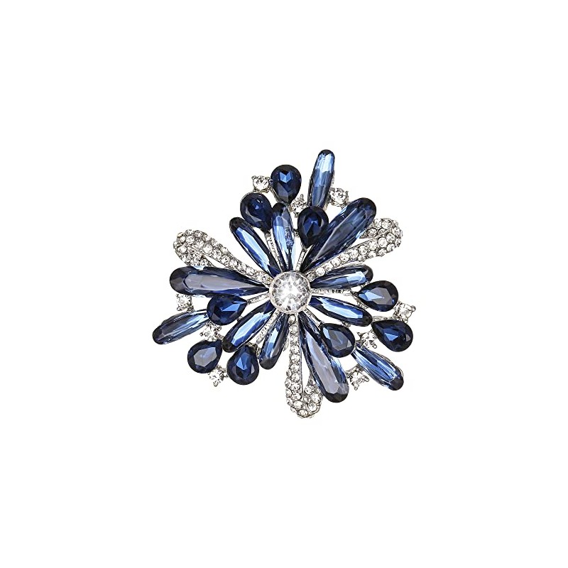 Clearine Stunning Multi Teardrop Round Austrian Crystal Rhinestone Cluster Brooch