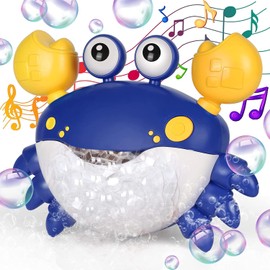 Juguetes para el Baño,Cangrejo Burbujeador para la Bañera,Hace Burbujas y Reproduce 12 Canciones Infantiles con Ventosa Fuerte,Regalo para Niños Niñas